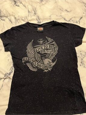 Harley-Davidson Black Speckled 'Live to Ride' Tee black sparkly size S